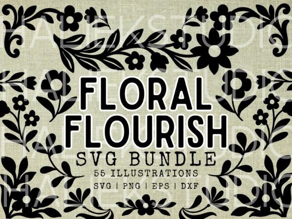 55 Floral Flourishes SVG Illustrations for Brand Graphics