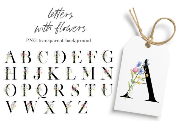 Alphabet, Letters, Floral Monogram PNG Graphics and Illustrations