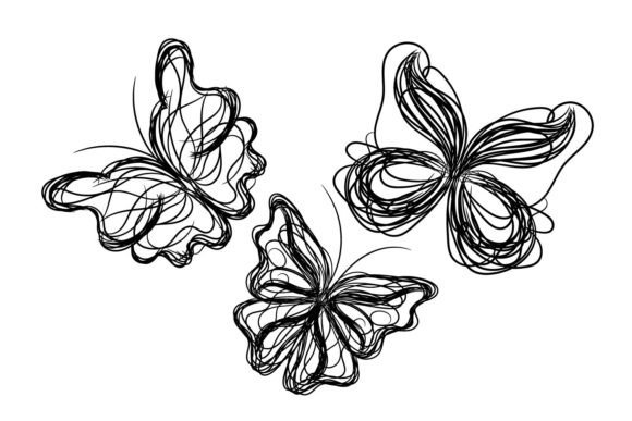 Doodle Butterfly Floral Cute Ornament for Graphics and Crafts