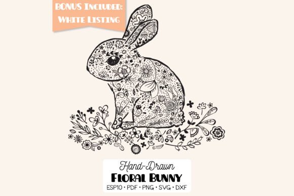 Floral Bunny with Wreath Hand Drawn Graphics and Illustrations Review