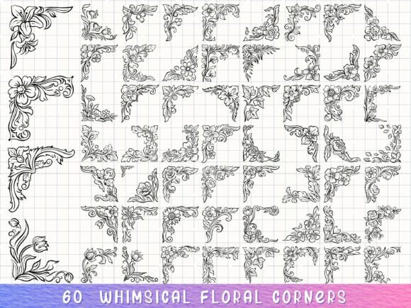 Floral Corner Svg, Botanical Border Graphics and Illustrations Review
