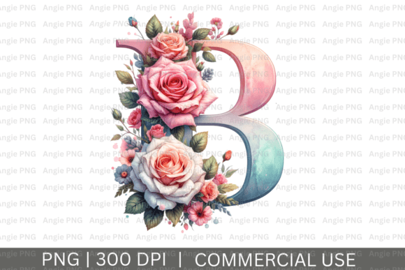 Floral Letter B Monogram PNG Clipart Graphics