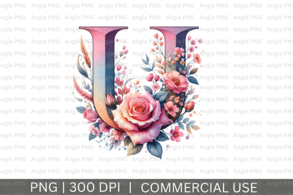 Floral Letter U Monogram PNG Clipart Review