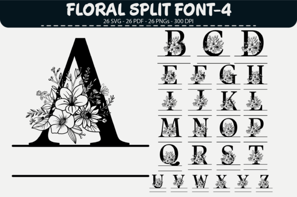 Floral Split Letters – 26 Designs: Graphics and Illustrations for Branding