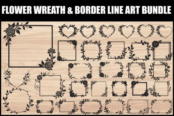 Floral Wreath Border Line Art Set Review