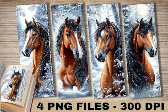 Gold Floral Horse Bookmark Bundle: A Designer’s Take on Graphics and Illustrations