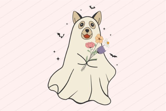 Halloween Floral Dog Svg Png Ghost Paws Graphics and T-Shirt Designs