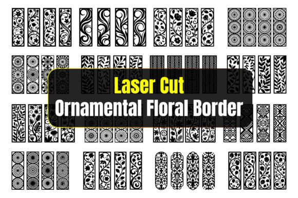 Laser Cut Ornamental Floral Border Graphics and Illustrations