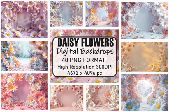 Lovely Daisy Flowers Digital Backdrops Graphics and Backgrounds Review