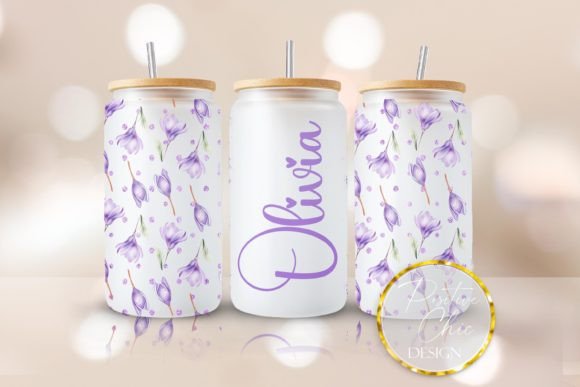 Personalized Floral Libbey Glass Wrap Graphics for Crafts