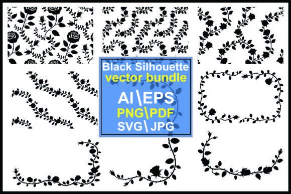 Rose Vine Silhouette Floral Patterns: Graphics and Illustrations for Branding