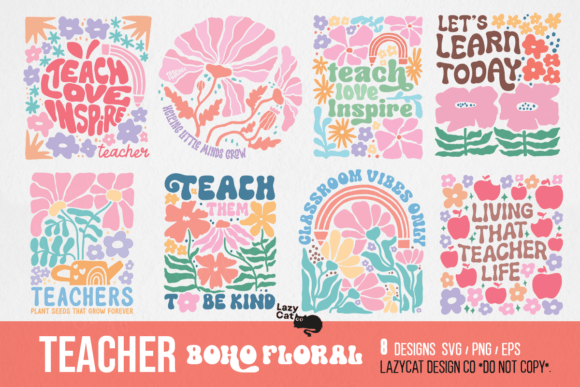 Teacher Boho Floral SVG PNG Bundle Review