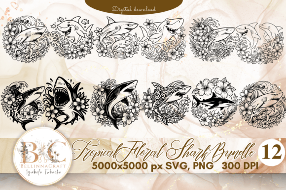 Tropical Floral Shark SVG PNG Bundle Review