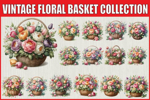 Vintage Floral Basket Clipart Set: Graphics and Illustrations Review