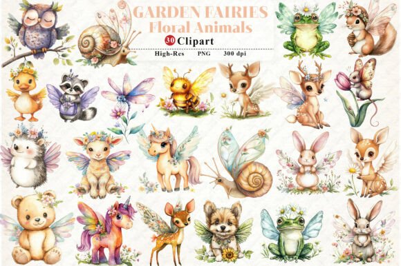 Watercolor Garden Fairies Floral Animals Graphics and Illustrations Review