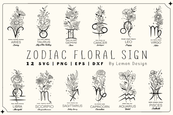 Zodiac Sign Floral SVG Design Bundle: Graphics and Illustrations Review